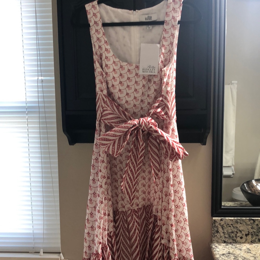 Red and white Badgley Mischka dress size 10 Cotton